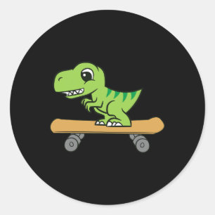 Dinosaurier Skateboard fahren süßer Dinosaurier Sk Runder Aufkleber