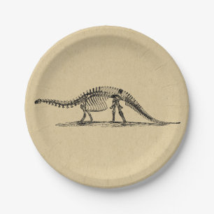 Dinosaurier-Skelett Vintage-Kunst Pappteller