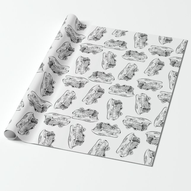 Dinosaurier Skulls Muster CUSTOM HINTERGRUNDFARBE Geschenkpapier (Ungerollt)