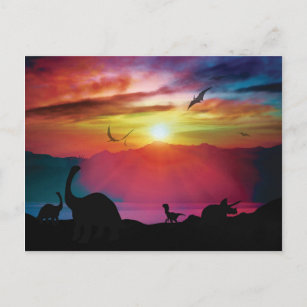 Dinosaurier-Sonnenuntergang Postkarte
