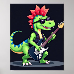 Dinosaurier spielt elektrische Gitarre Poster