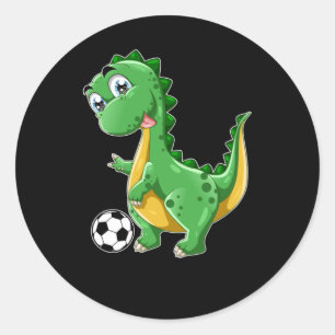 Dinosaurier spielt Soccer Dino Sports Runder Aufkleber