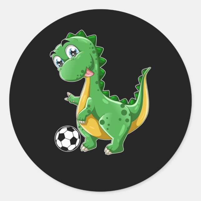 Dinosaurier spielt Soccer Dino Sports Runder Aufkleber (Vorderseite)