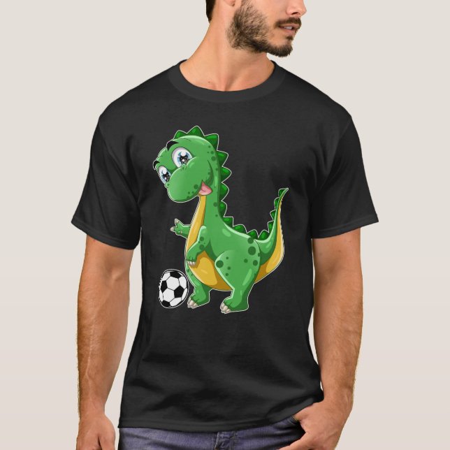 Dinosaurier spielt Soccer Dino Sports T-Shirt (Vorderseite)