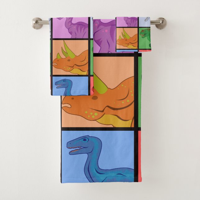 Dinosaurier Squares Badhandtuch Set (Insitu)