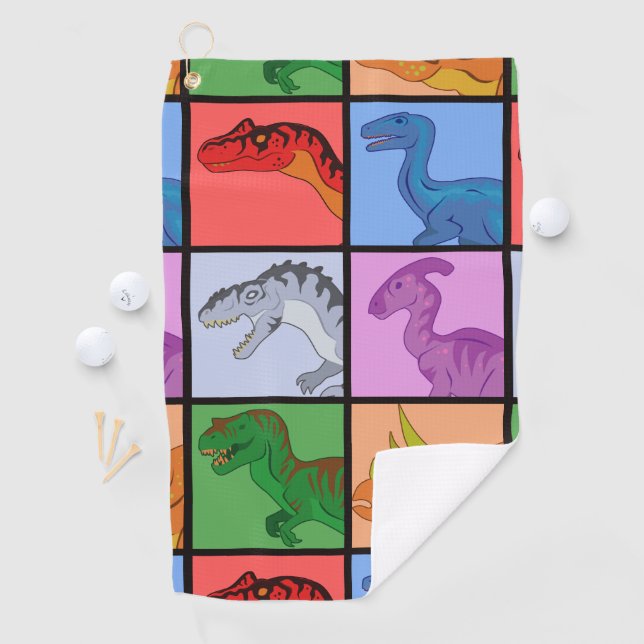 Dinosaurier Squares Golfhandtuch (Insitu)