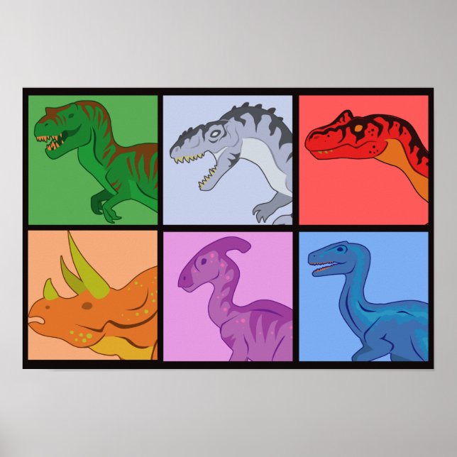 Dinosaurier Squares Poster (Vorne)