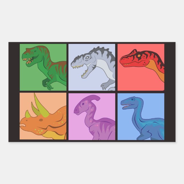 Dinosaurier Squares Rechteckiger Aufkleber (Vorderseite)
