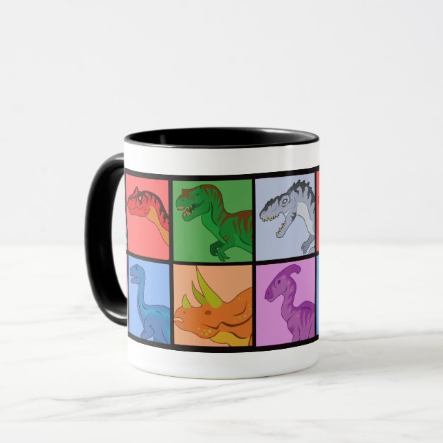 Dinosaurier Squares Tasse (Vorderseite Links)