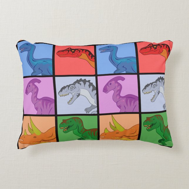 Dinosaurier Squares Zierkissen (Vorderseite)