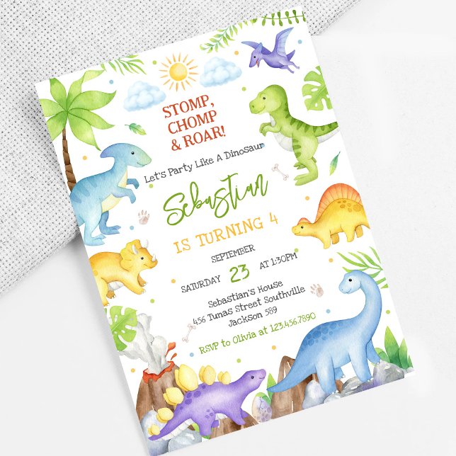 Dinosaurier Stampfen Kauen Brüllen Geburtstagsfeie Einladung (Von Creator hochgeladen)