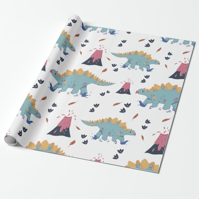 Dinosaurier Stegosaurus Geschenkpapier (Ungerollt)