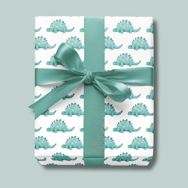Dinosaurier Stegosaurus Kindergeburtstag Geschenkpapier Set (Dinosaur boys birthday wrapping paper sheets.  Matching items available.)
