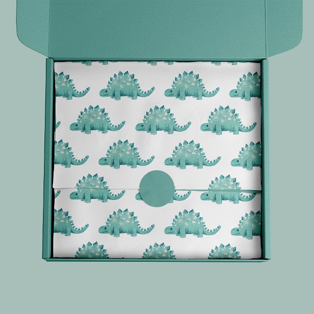 Dinosaurier Stegosaurus Kindergeburtstag Seidenpapier (Dinosaur tissue paper with friendly green stegosaurus)