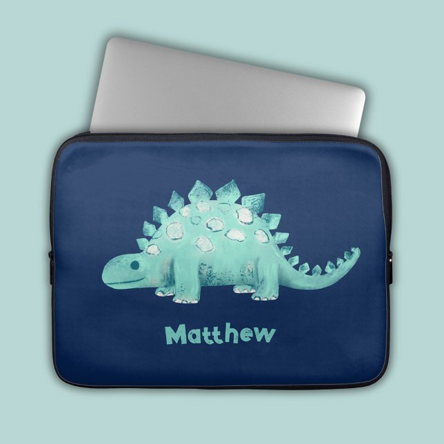 Dinosaurier Stegosaurus Muster Laptopschutzhülle (Stegosaurus dinosaur laptop sleeve with personalized name)