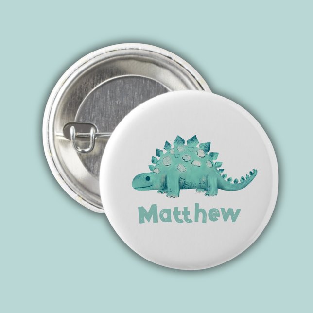 Dinosaurier Stegosaurus Name Button (Stegosaurus dinosaur personalized button)