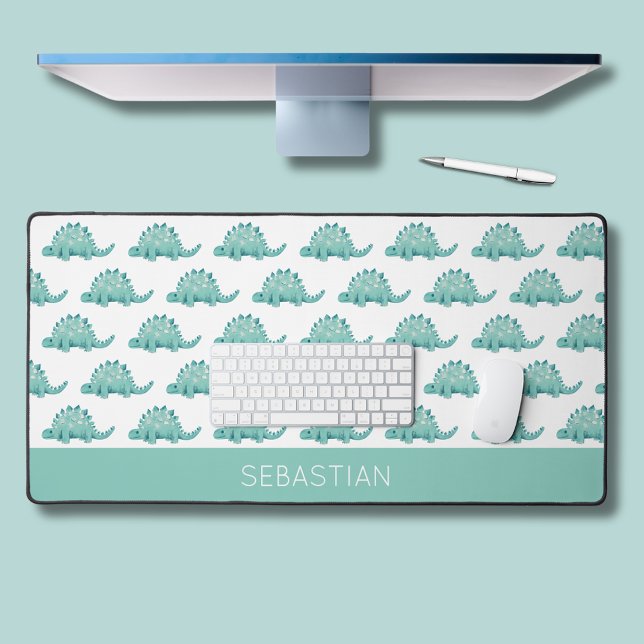 Dinosaurier Stegosaurus Vorname Schreibtischunterlage (Stegosaurus dinosaur personalized desk mat for laptop.  Kids homework or office)