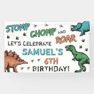 Dinosaurier Stomp Chomp Roar Geburtstagsparty, jed Banner
