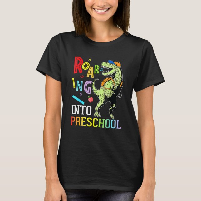 Dinosaurier Student Roaring in der Vorschule T-Shirt (Vorderseite)
