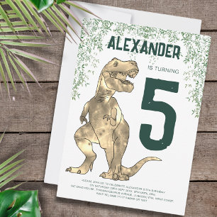 Dinosaurier T-Rex 5. Geburtstagsfeier Einladung
