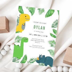 Dinosaurier T-Rex Dino-Party Kindergeburtstagseinl Einladung