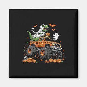 Dinosaurier T-Rex fährt auf Monstertruck Halloween Magnet