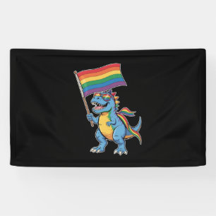 Dinosaurier T Rex Gay Pride LGBTQ Ally Rainbow Fla Banner