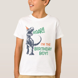Dinosaurier T-Rex in Partyhut Geburtstagsjungen-Sh T-Shirt