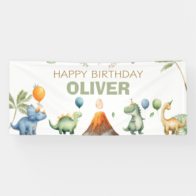 Dinosaurier T-Rex Junge Alles Gute zum Geburtstag Banner (Horizontal)
