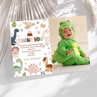 Dinosaurier T-Rex Jungen Geburtstagsfoto Danke Kar