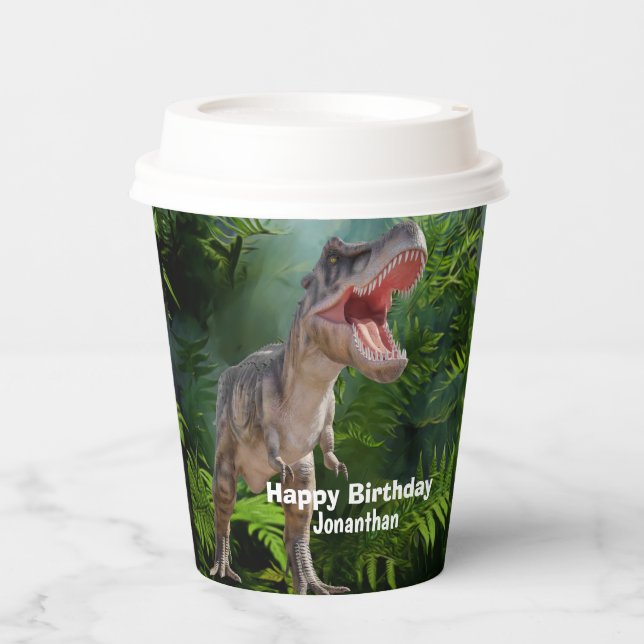 Dinosaurier T Rex jungle Jurassic World Pappbecher (Vorderseite)