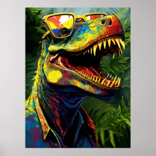 Dinosaurier T Rex Jungle Modern Kids Poster