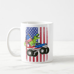 Dinosaurier T Rex Monster Truck American Flag Kaffeetasse