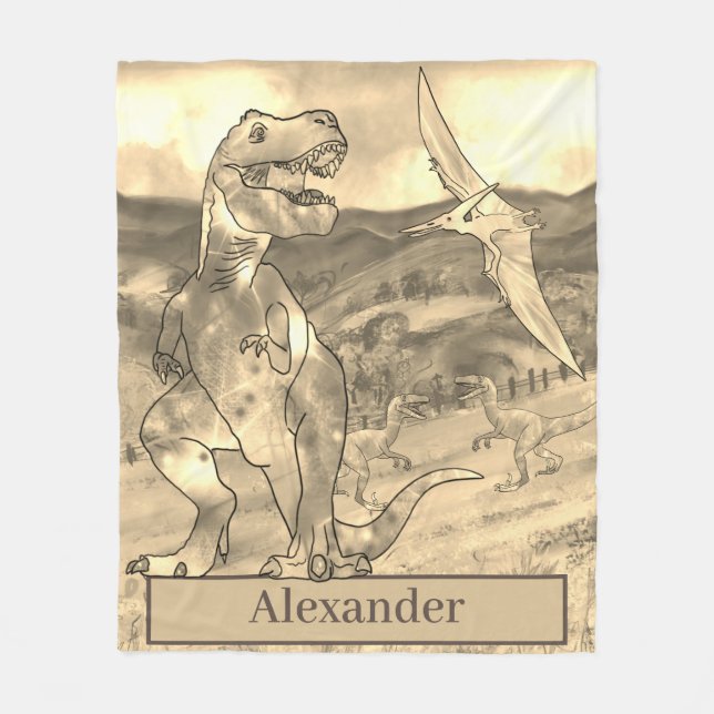 Dinosaurier T Rex Personalisierte Kinder  Fleecedecke (Vorderseite)