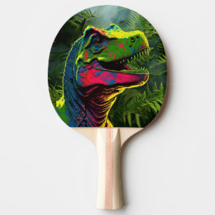 Dinosaurier T Rex Rosa und Dschungel Grüne Kinder Tischtennis Schläger