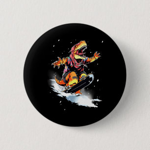 Dinosaurier T-Rex Snowboard Snowboard Snowboarder  Button