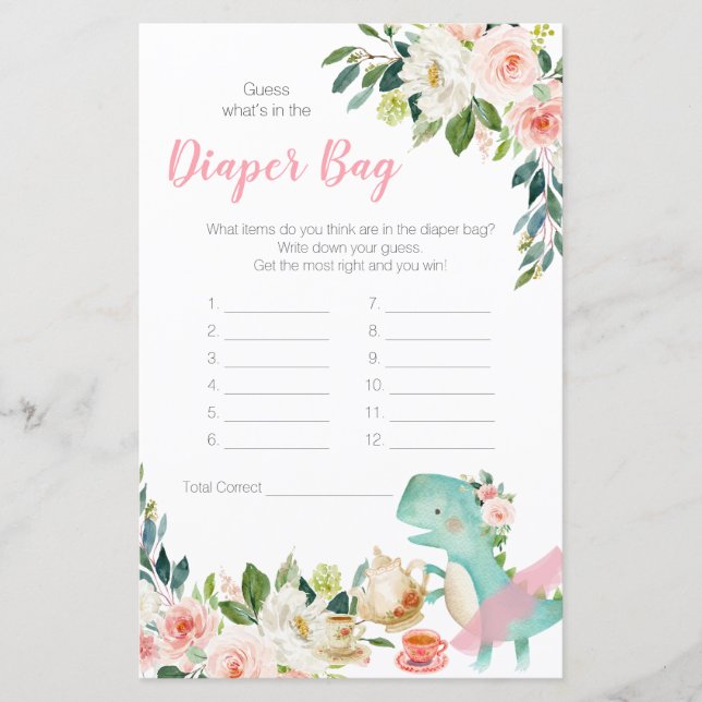 Dinosaurier Tea Party rät, was in der Windeltasche (Vorderseite)