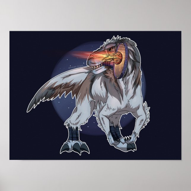 Dinosaurier Tennis spielen Poster (Vorne)