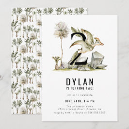 Dinosaurier Thema 2. Geburtstag Party Einladung