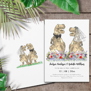 Dinosaurier-Thema Wildblumen-Hochzeit Einladung