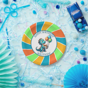 Dinosaurier thematisierte Kindergeburtsparty Perso Pappteller