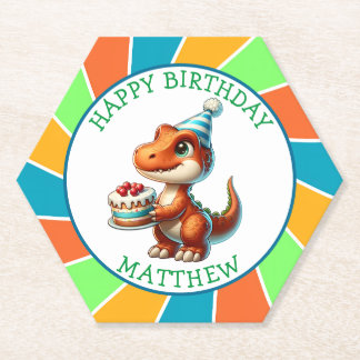 Dinosaurier thematisierte Kindergeburtsparty Perso Untersetzer