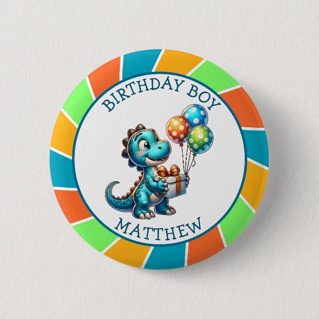 Dinosaurier thematisierte Kindergeburtstag Persona Button (Vorderseite)
