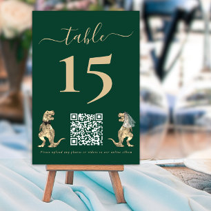 Dinosaurier-Themen-Hochzeit Grün QR-Code Tischnummer