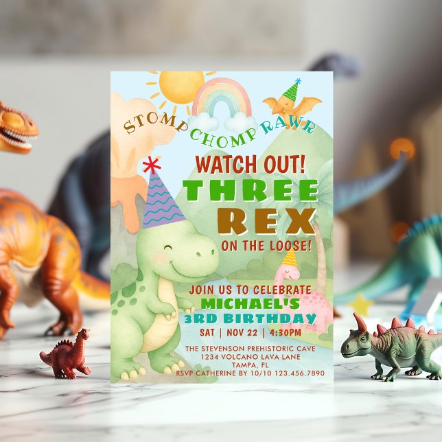 Dinosaurier-Themen-Party zum dritten Geburtstag, d Einladung (Von Creator hochgeladen)