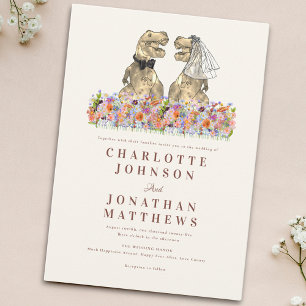 Dinosaurier-Themen-Wildblumen-Hochzeit Einladung