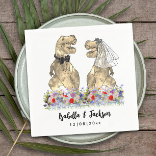 Dinosaurier-Themen-Wildblumen-Hochzeit Serviette