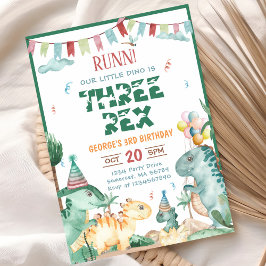 Dinosaurier Three Rex 3. Geburtstags-Party Einladung