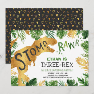Dinosaurier Three-Rex Geburtstags-Einladungs-Junge Einladung