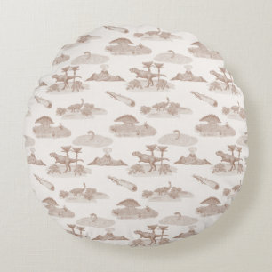 Dinosaurier Toile Round Kissen (Tan)